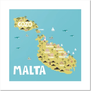 Malta Illustrated Map Posters and Art